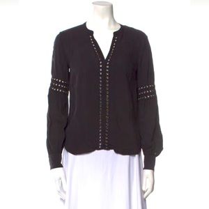 Veronica Beard black blouse with silver grommet accents - size 0